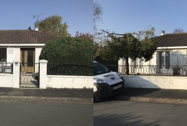 Chantier en rénovation de menuiseries PVC, une porte de garage aluminium latérale, d'un portail aluminium et son portillon assorti par Solabaie Niort dans le quartier de Brizeaux